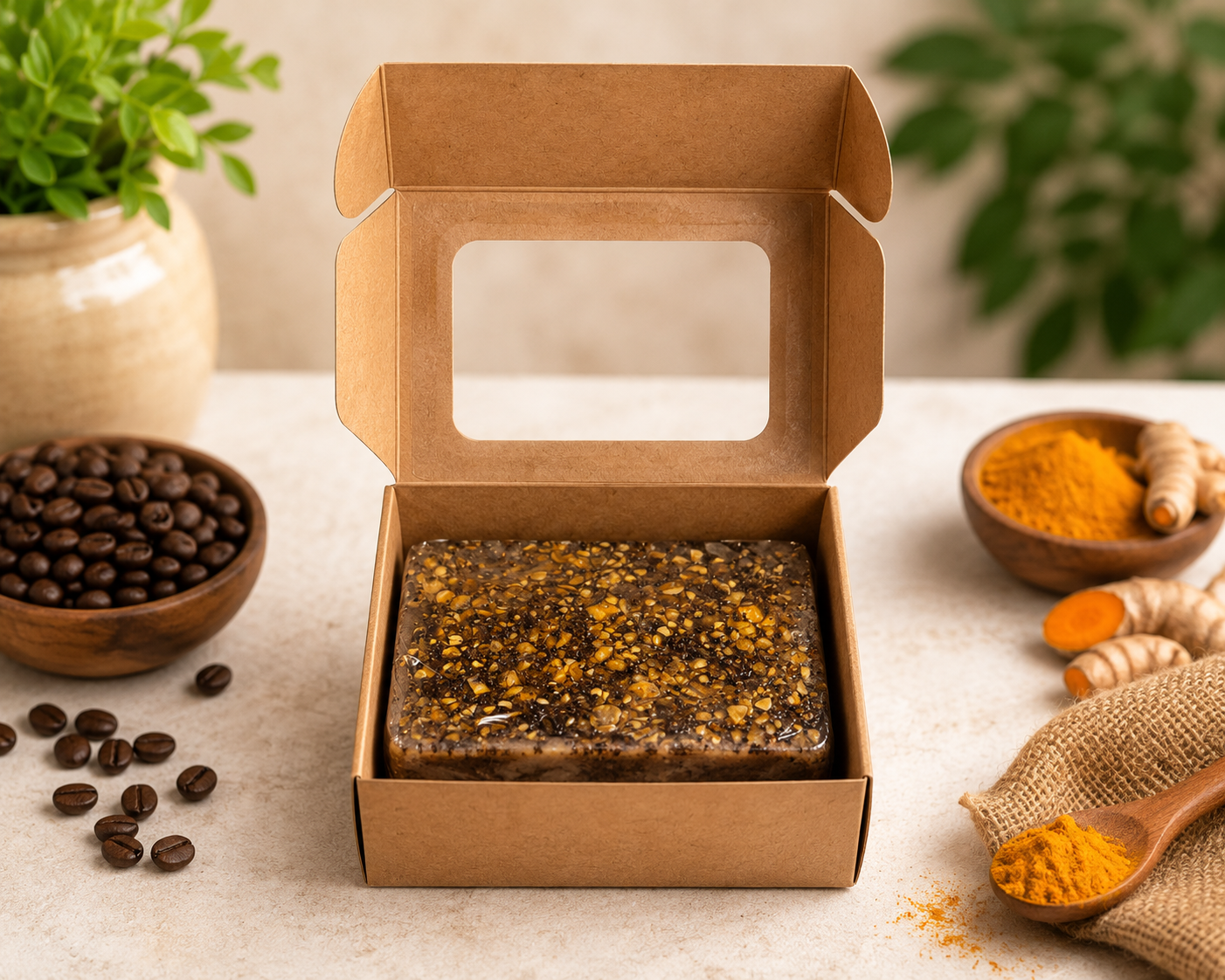 Jabón Artesanal de Café y Cúrcuma